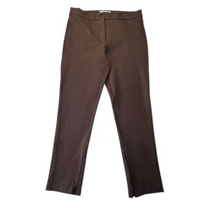 LOFT Women's Brown Stretch Trousers Pants Side Zip Ankle Slit 12P